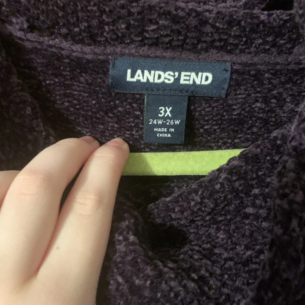 TWO Lands End Chenille sweaters in Plum and Gray - Picture 2 of 4
